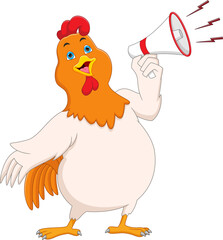 cartoon cute chicken holding a megaphone