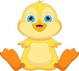 cute baby duck cartoon on white background
