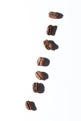Coffee beans isolated on a white background.