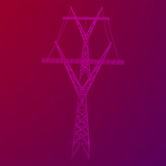 Power transmission tower high voltage pylon wireframe