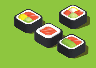 Simple 3D sushi rolls
