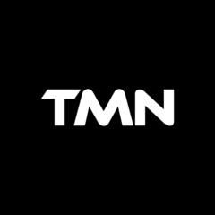 TMN letter logo design with black background in illustrator, vector logo modern alphabet font overlap style. calligraphy designs for logo, Poster, Invitation, etc.