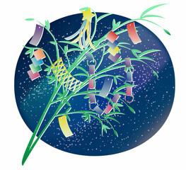 七夕飾りと天の川