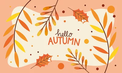 Poster hello autumn lettering postcard © Gstudio