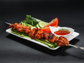 Chicken thigh barbecue with sauce