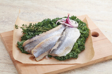 Marinated Herring fillet with onion