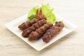 Beef kebab skewer minced meat