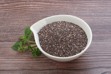 Dietary chia seeds in the bowl