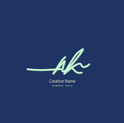 Ak Initial Handwriting Logo Illustrations & Vectors