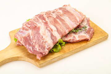 Raw pork ribs for cooking
