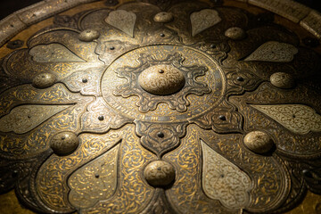Eastern Muslim table from steel, silver and bone.