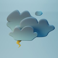 weather forecast icon - thunderstorm and clouds - 3d render