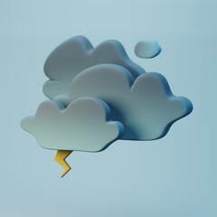 weather forecast icon - thunderstorm and clouds - 3d render illustration