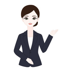 スーツを着てプレゼンする女性