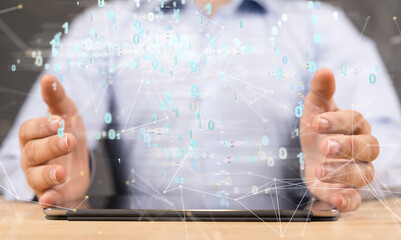 Big data and artificial intelligence concept. Machine learning and cyber mind domination