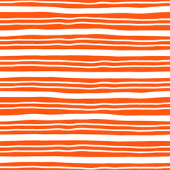 White hand drawn lines seamless pattern with orange background.