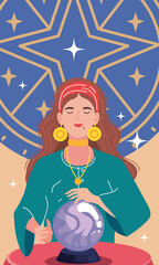 Obraz na płótnie Canvas fortune teller reading crystal ball
