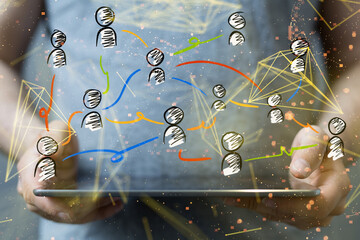 Global network. Blockchain. 3D illustration. Neural networks and artificial intelligence. Abstract