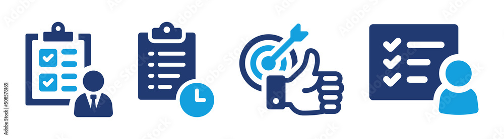 Poster task vector icon. checklist form on clipboard for business project symbol illustration.
