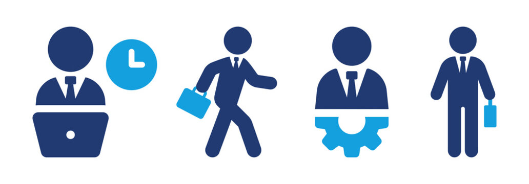 Employee Vector Icon Set. Employment Worker Occupation Business Illustration.