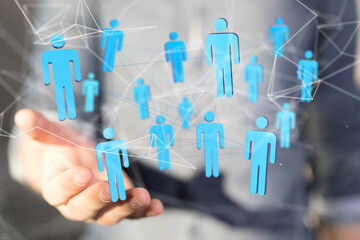 Neural network 3D illustration. Big data and cybersecurity