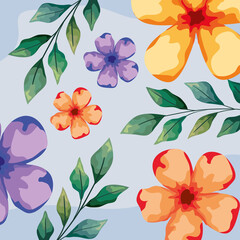 flowers and leafs spring pattern