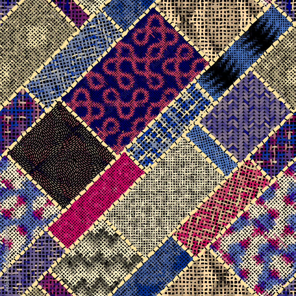 Poster Imitation of a texture of rough canvas. Seamless pattern.