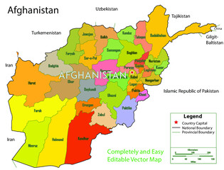 Obraz premium Afghanistan Map Completely and Easily Editable Stand alone file