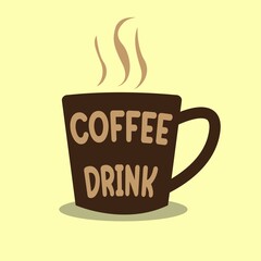 mug of coffee drink with smoke vector design