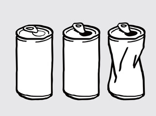Soft drink cans illustration set vector