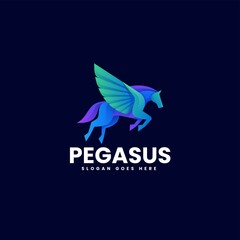 Vector Logo Illustration Pegasus Gradient Colorful Style.