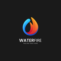 Vector Logo Illustration Water Fire Gradient Colorful Style.