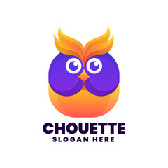 Vector Logo Illustration King Owl Simple Mascot Style.