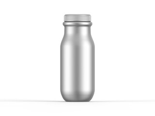 Metallic matte plastic bottle with screw cap for dairy products milk, yogurt, cream, dessert. plastic bottle mockup for branding, 3d render illustration