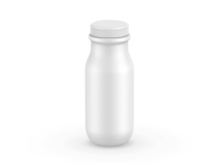 White matte plastic bottle with screw cap for dairy products milk, yogurt, cream, dessert. plastic bottle mockup for branding, 3d render illustration