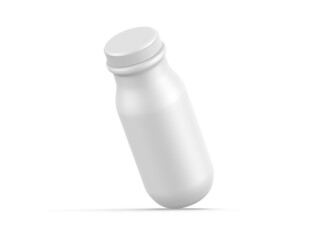 White matte plastic bottle with screw cap for dairy products milk, yogurt, cream, dessert. plastic bottle mockup for branding, 3d render illustration