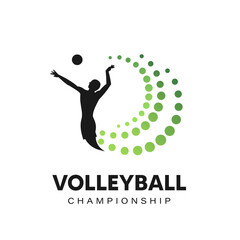 Volleyball logo template design vector icon illustration