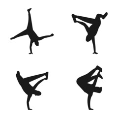 Acrobatic dancer, silhouette template design vector icon illustration