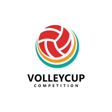 Volleyball logo template design vector icon illustration