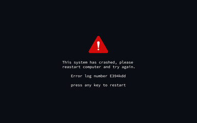 Black window of crashed computer web system