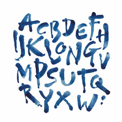 Vector Acrylic Brush Style Hand Drawn Alphabet Font. Calligraphy alphabet on a white background