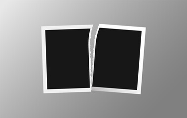 Ripped photo template. Blank negative torn into two parts