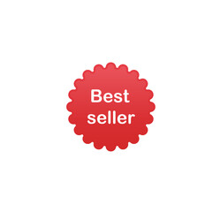Red sticker best seller. Geometric award symbol for best trade manager