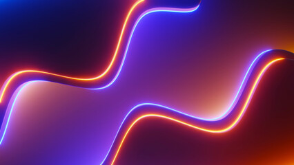 3d render of flash neon and light glowing on dark scene. Speed light moving lines. High fast  motion blur. Technology internet of future network. Sci fiction of hyperspace interstellar travel.