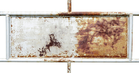 Rusty iron sign, Rust of metals.Corrosive Rust on old iron white.Use as illustration for presentation. corrosion.