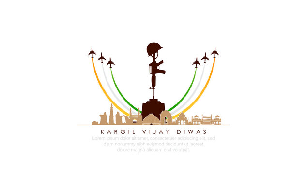 Kargil Vijay-illustration of abstract concept for Kargil Vijay Diwas, banner or poster.26 JULY