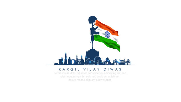 Kargil Vijay-illustration of abstract concept for Kargil Vijay Diwas, banner or poster.26 JULY