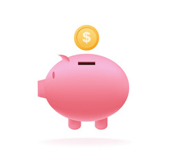 Piggy bank with gold coin