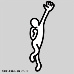 Naklejka premium シンプルな人間のアイコンシリーズ 「恥じらいながら手を上げる人」