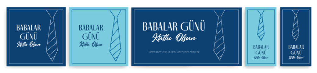 Babalar Günü Kutlu Olsun (Happy Father's Day) greeting card and social media template. Father and son,dad and daughter vector illustration.	